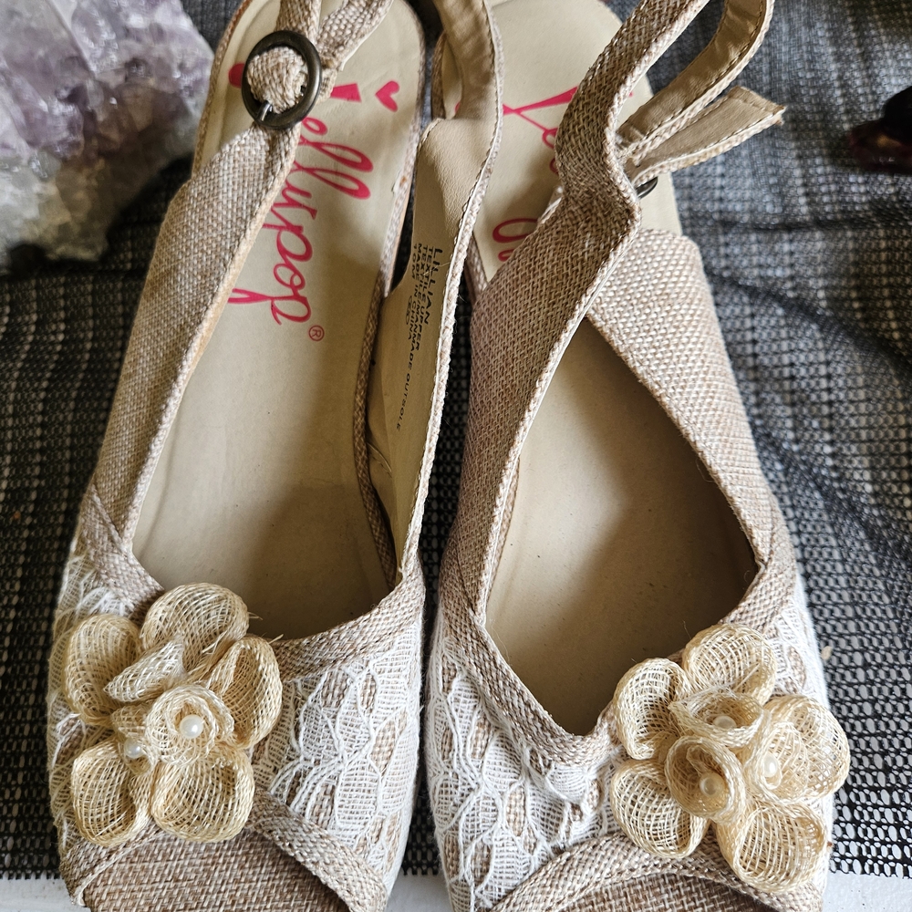 Stylish Tan Espadrilles with Floral Accent